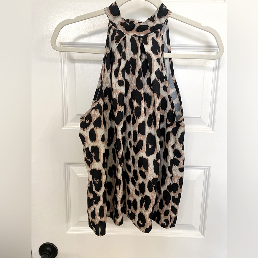 Sexy leopard blouse.  Ties around the neck.